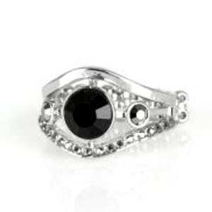 black diamond stone ring